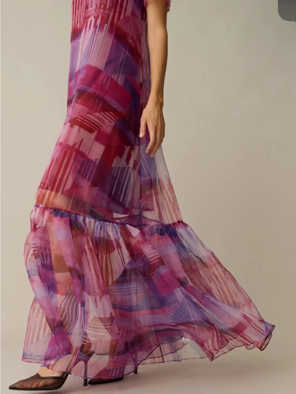 NWT CAARA Melody Watercolor Organza Dress Few Moda Size Small - Picture 3 of 9